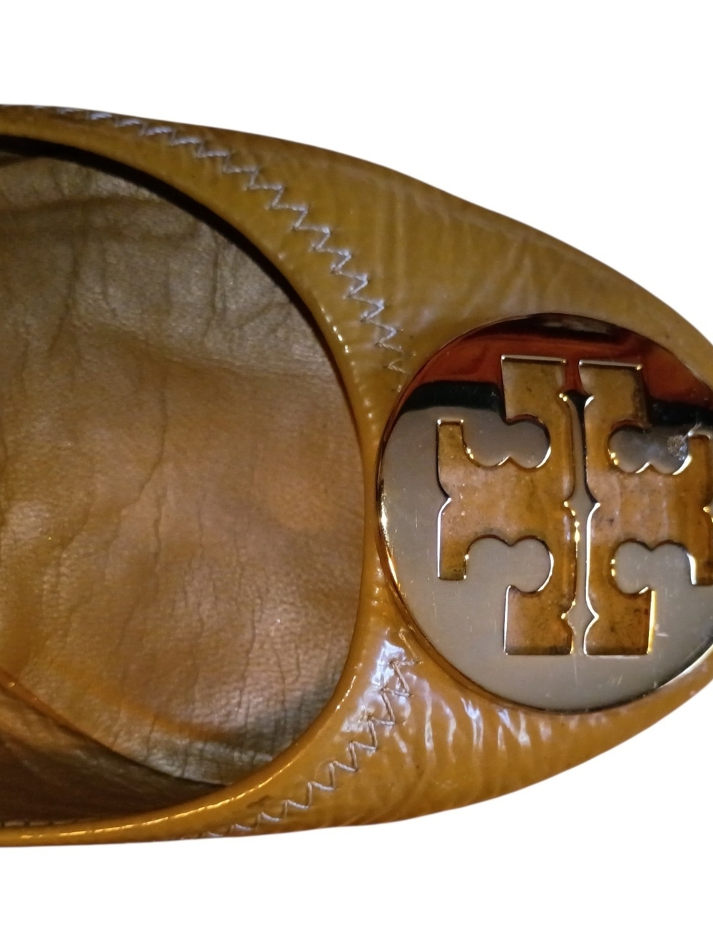 Tory Burch Tan Leather Logo Ballet Flats - Picture 5 of 8